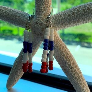 Red, white and blue earrings